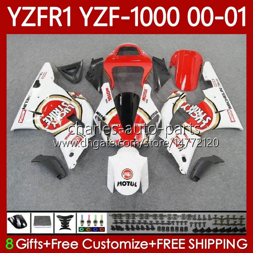 Motorcykelkropp för Yamaha YZF-1000 YZF R 1 1000 CC YZF-R1 00-03 Bodywork 83No.24 YZF Lucky Strike R1 1000cc YZFR1 00 01 02 03 YZF1000 2000 2001 2002 2003 OEM Fairings Kit