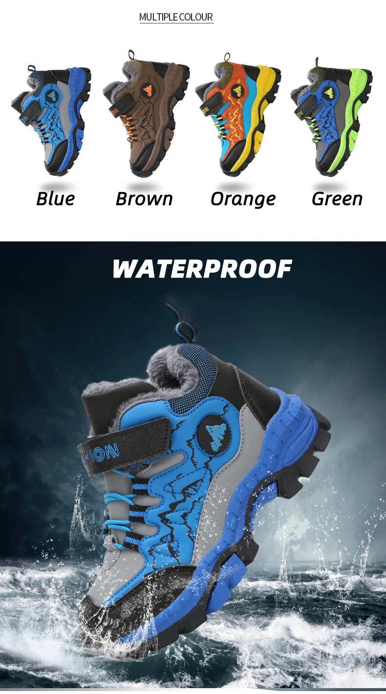 Kinderschoenen Winter Buiten Wandelen Warm Veet Waterdichte Laarzen TPR Schokabsorptie Trekking Jongens Kinderschoen Hardlopen_voghion.com