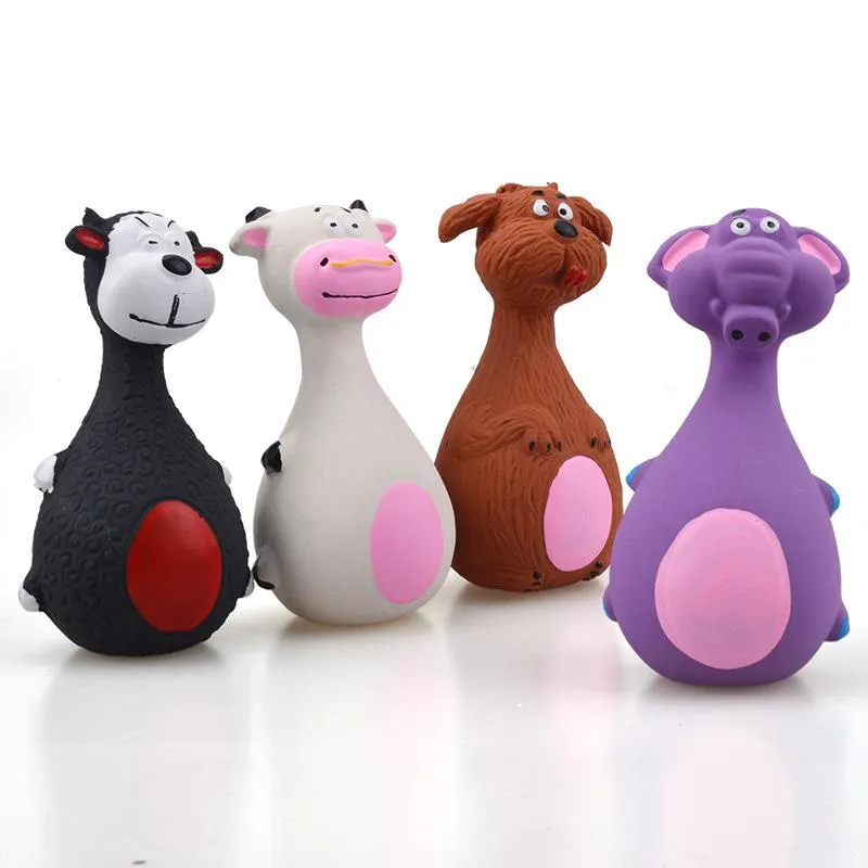 Söt hundleksaker latex material gör ljud Big Belly Elephant Cow Cartoon Pet Puppy Toy Pet Dog Tillbehör