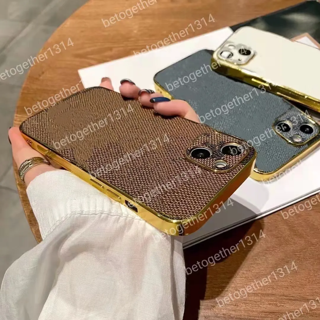 Electroplate telefoonhoesjes iPhone 14 13 11 12 Pro Max 12Pro 12Promax 11 12 13 Mini XR XS Xsmax PU Designer Shell Samsung S20 S20U S20Plus Note 10p 10 20 Ucover