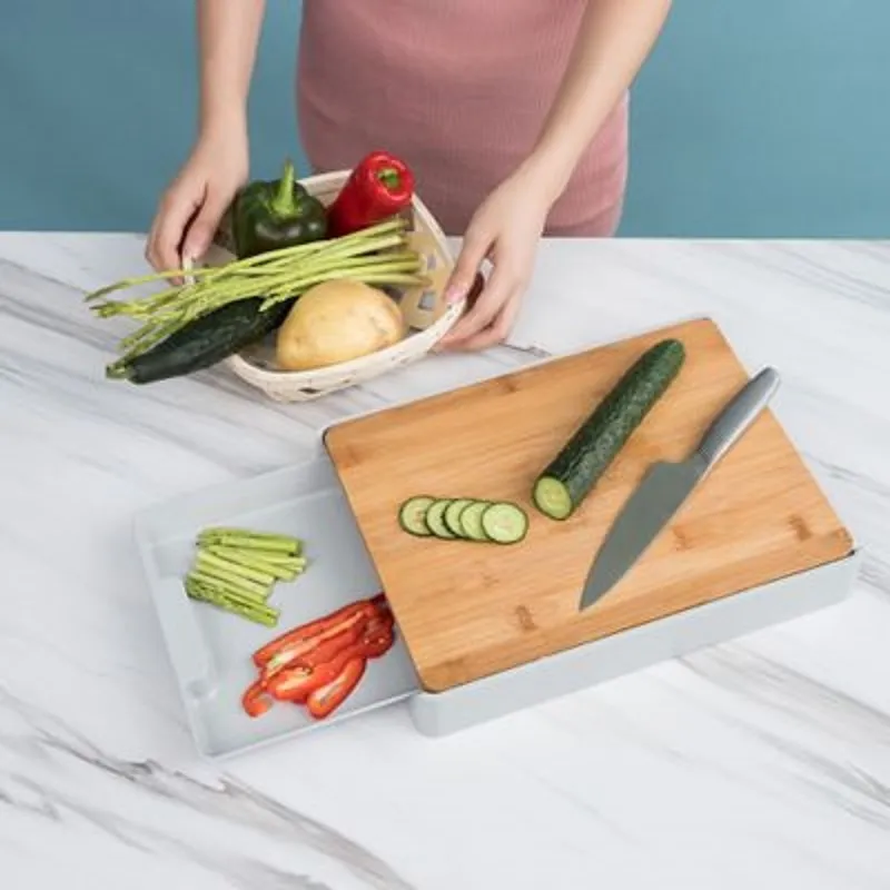 Creative drawer type bamboo cutting board environmental protection plastic multifunctional thickened chopping board storage cutting board