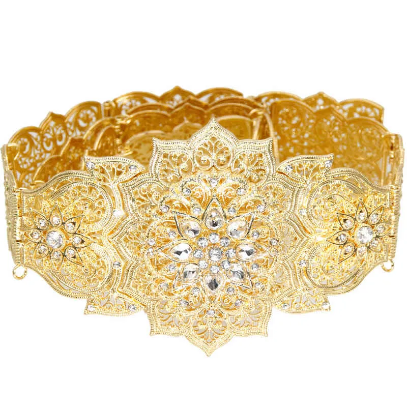 Sunspicems Gold Sier Color Cinturón de caftán marroquí para mujer Jurk Taille Cinturón Bruiloft Jeweltery Ropa árabe Bijoux Bridal Poison 2021