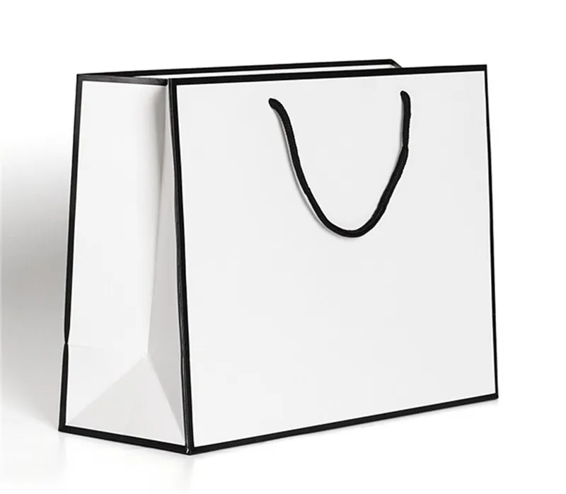 Мода белая крафт бумажная сумочка хорошая тяжелая терпимость Tote пакет одежда обуви кепка подарочная упаковка Wrap новое поступление 1 86гр L2