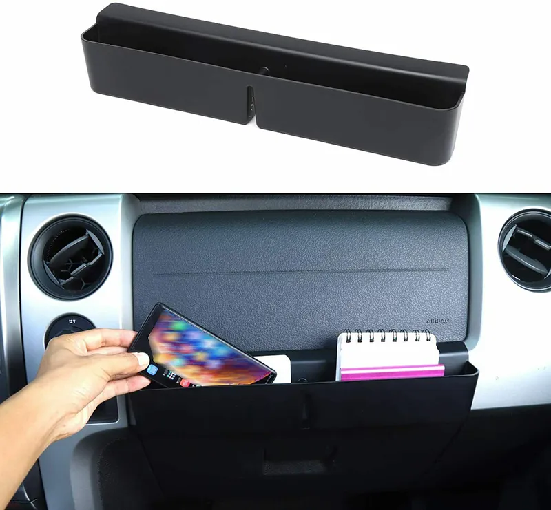 Co-Pilot Mittelkonsole Aufbewahrungsbox Organizer Fach ABS für Ford F150 2009–2014 Auto-Innenzubehör Schwarz