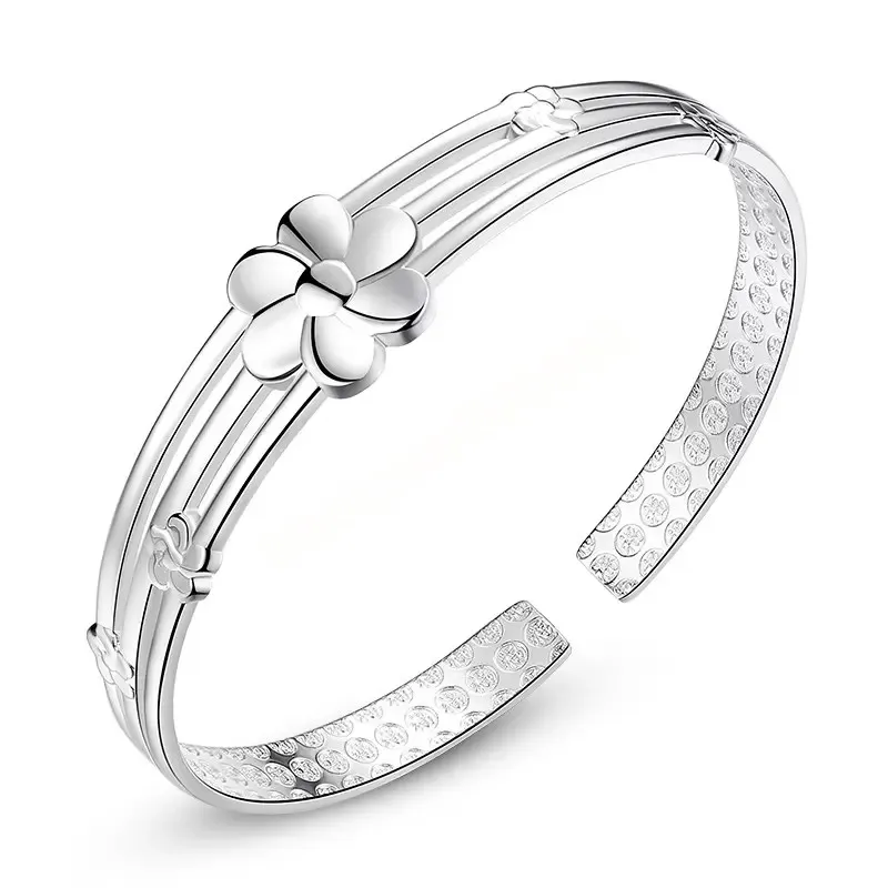 Commercio all'ingrosso di gioielli delle donne registrabili aperte del braccialetto del fiore dei braccialetti dell'argento sterlina di modo