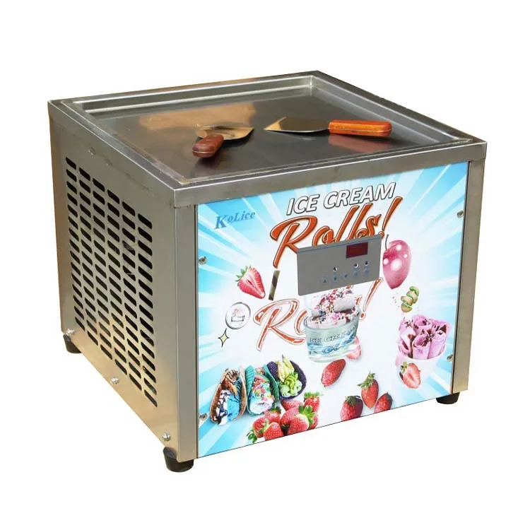 Livraison gratuite à la porte 45x45cm Pan d'équipement de cuisine Mini Tablet Top Top Fried Rouleau Fry Machine de crème glacée Auto Defrost