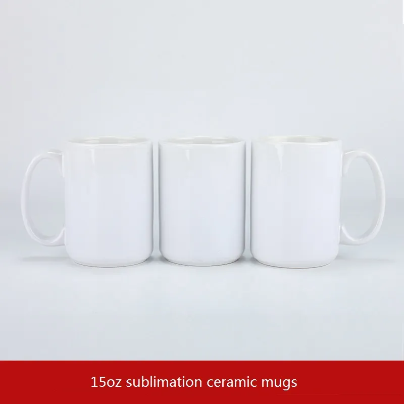 Sublimação em branco 15oz caneca cerâmica em linha reta Cerâmica branca Cerâmica Transferência de calor Escritório Cerâmica de Cerâmica de Cerâmica