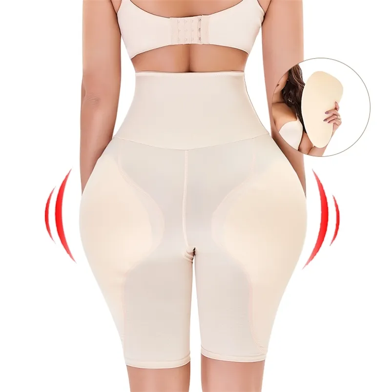 Booty Butt Lifter Taille Haute Formateur Cuisse Femmes Shapewear Culotte Sans Couture Push Up Ass Lift Hanches Pads Faja Shaper Rembourrage Pantalon 211229