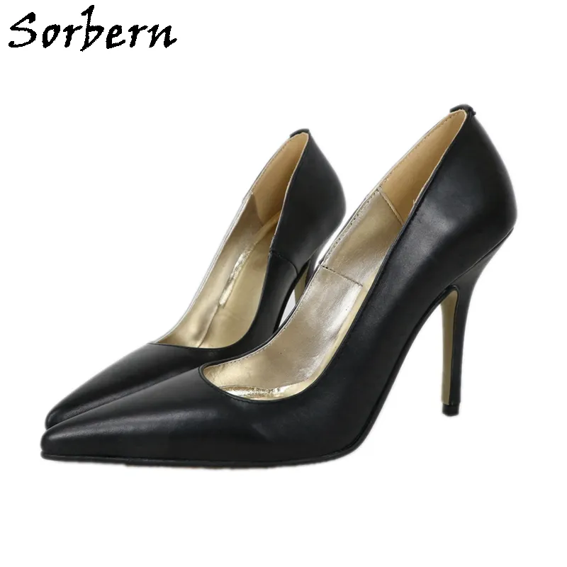 Zapatos de tacón Sorbern Comfort 10 cm Mujeres Imagen real Slip on Ol Stilettos tacones altos Talones 11 Tacones de punta puntiaguda Crossdresser