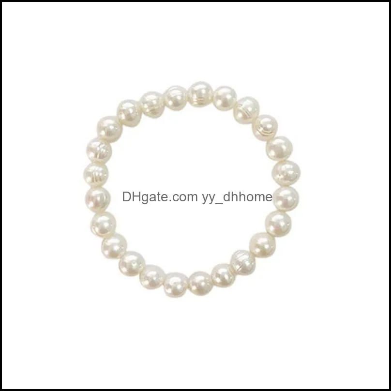 Charm Bracelets Natural Freshwater Pearl Bracelet For Girls Jewelry Women 2021 Trendy Simple 6-7mm Bead