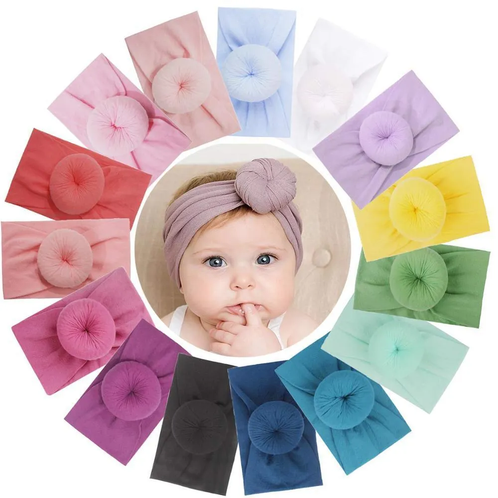 15Pcs Baby Headbands Turban Head Wrap Stretch Bow Soft Wide Nylon Hairband for Newborns Infants Toddlers LJ200903