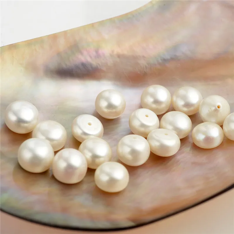 50 pezzi all'ingrosso 9-10mm bottone bianco perle d'acqua dolce perline sfuse perle coltivate retro piatto cabochon semiforati