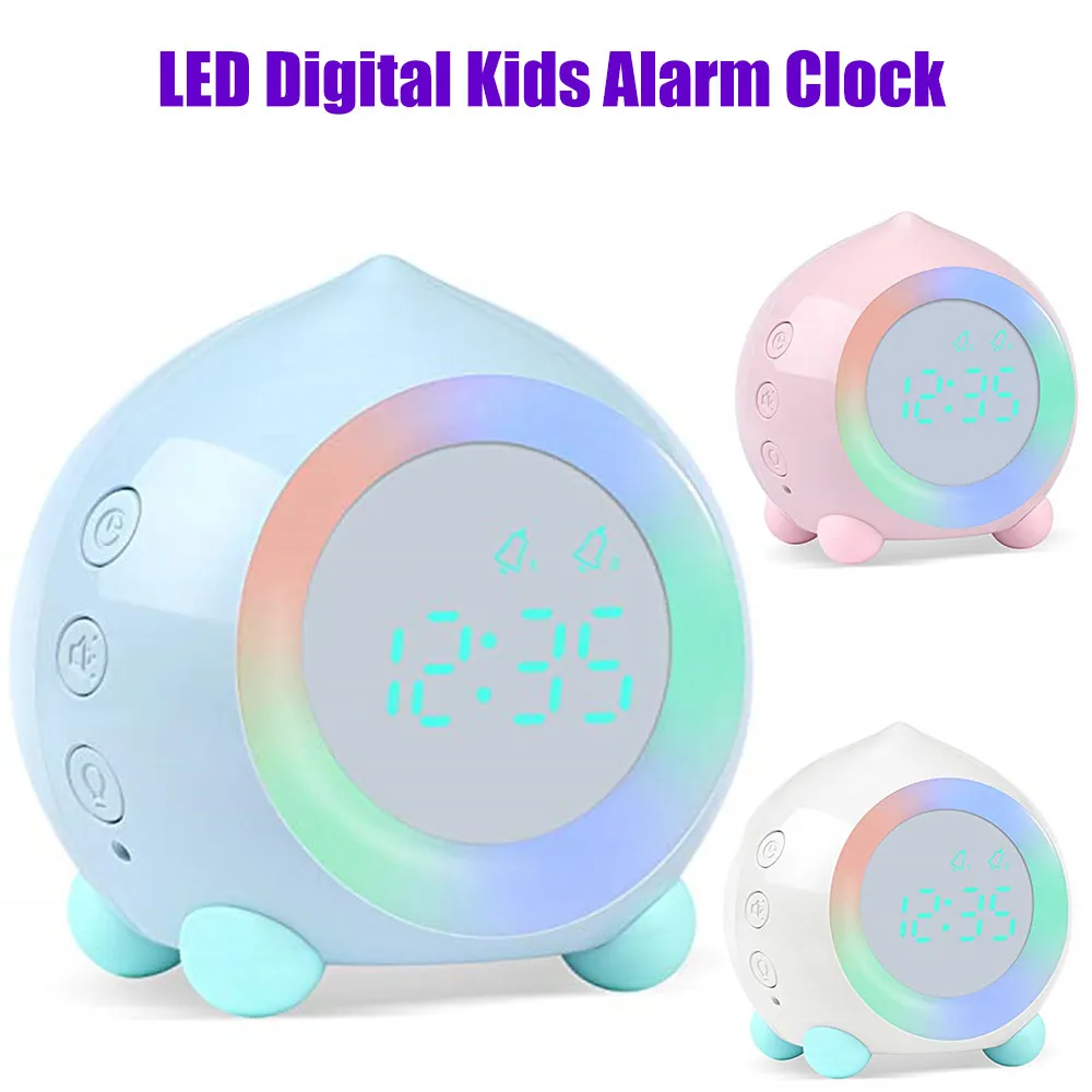 Dzieci Smart Budzik Funkcja Bluetooth 7 Kolory Zmiana Sypialnia Student Wake Up Digital Display Zegar Stołowy Zegar Sleep 20119