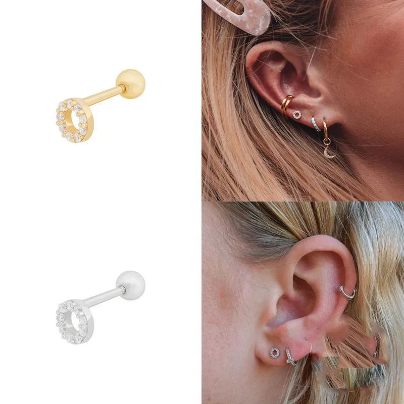 O-Typ Diamant Piercing Knorpel Ohrstecker für Frauen Geburtstag Party Geschenke Schmuck Zubehör