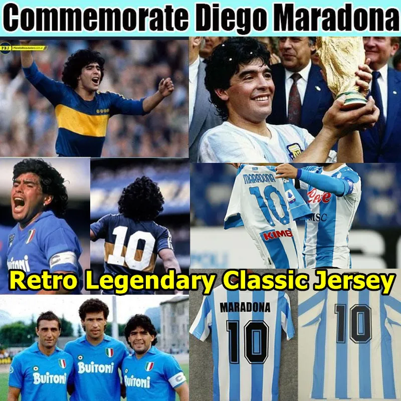 Retro 1986 Argentyna Diego Maradona Soccer Jerseys 1978 Boca Juniors 1981 Vintage Napoli czwarty 4 1987 1988 Koszulka piłkarska klasyczny zestaw Kid Kit