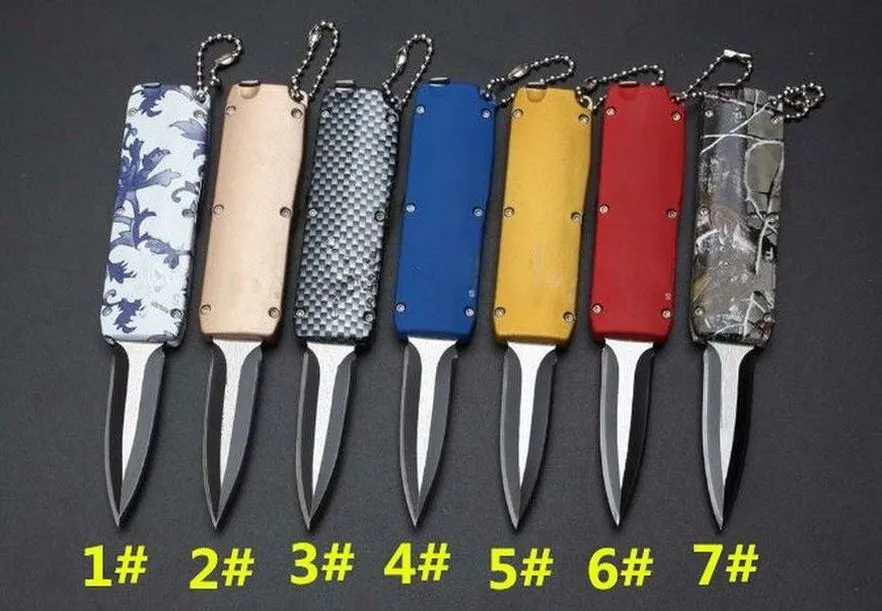 Groothandel Mini Pull Flail Knives 440 Blade Single Action Keychain Satijnen Pocket Knife Vaste mes Kerstmis Geschenk voor Man 10 stks