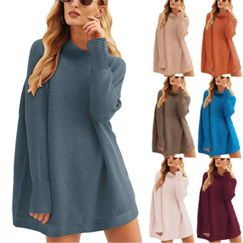 Women High Neck Sweater Clothing Fashion Trend Long Sleeve Knitting Pullover Tops Designer Female Winter New Casual Loose Sweater