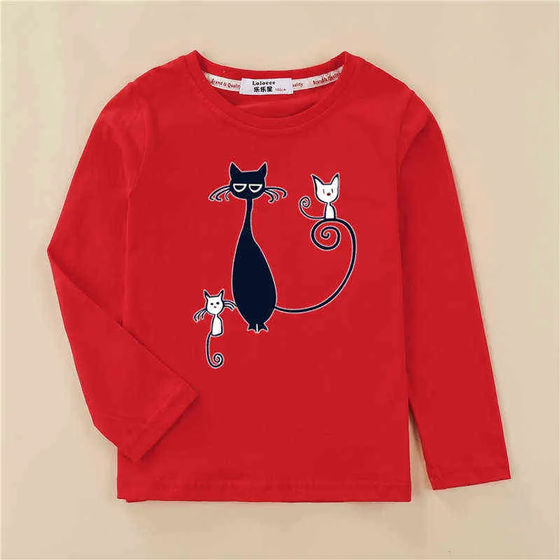Cute Cat Design Printed Long Sleeve Tee Womens And Long Sleeves For Girls  Full Cotton Fashion Tops For Babies And Children G1224 From Catherine006,  $11.93