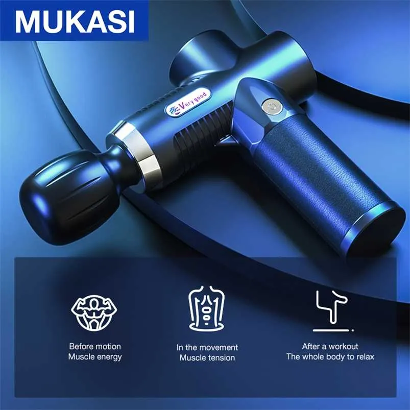 MUKASI Massage Gun Electric Massager For Body Neck Back Deep Muscle Stimulation Pain Relief Pain Relaxation Fitness Shaping 220121
