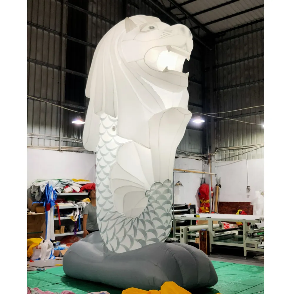 Outdoorowa gigantyczna LED nadmuchiwana Merlion Parada Reklama Lion Animal Cartoon maskotka na sprzedaż