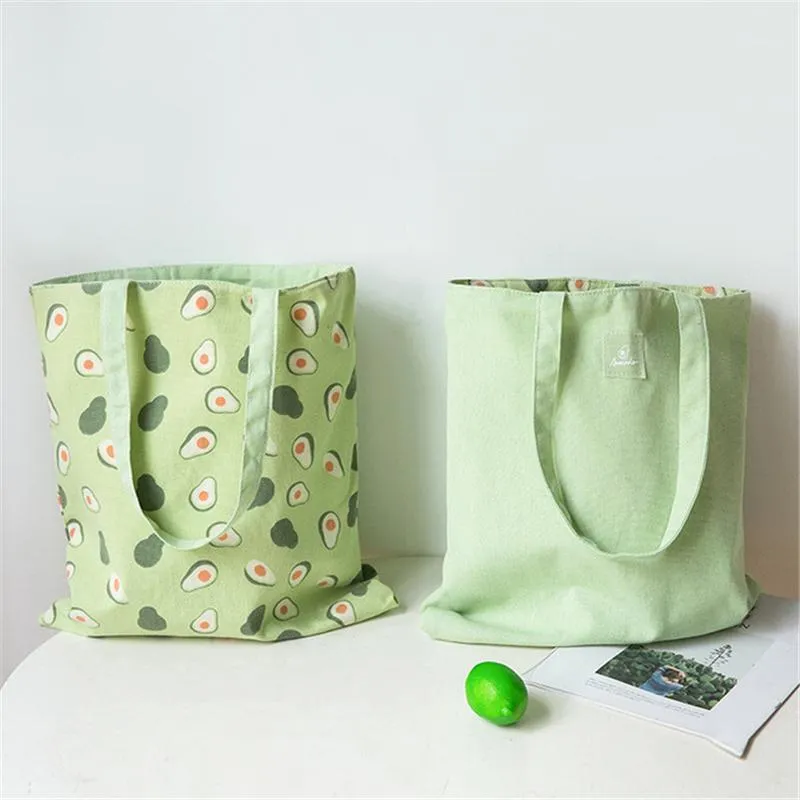 Storage Bags Fabric Double Sided Handbag Cotton And Linen Pocket Shopping Bag Sundry