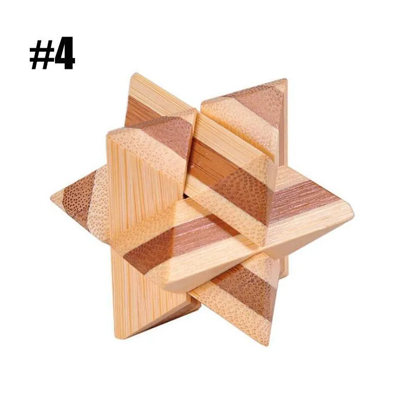 100pcs Party Favor 3D Puzzles en bois Kongming Lock IQ Test Test pour les adolescents adultes Kong Ming Locks 4,5 * 4,5 cm Burr Burr Puzzles Puzzles Toys avec livraison DHL / FEDEX