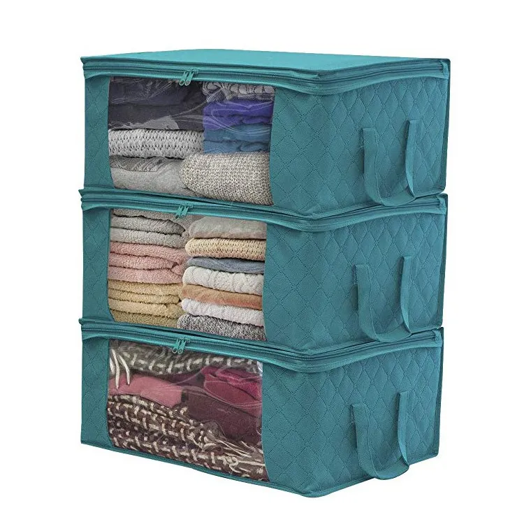 Quilt opbergtas Opvouwbare stof vochtbestendige kleding tassen dozen 2 kleuren Home Organizers Mand Hoge Kwaliteit Rits StorageBox LLS187-WLL