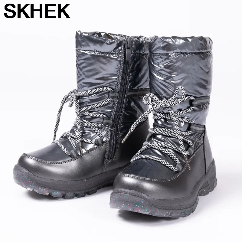 SKHEK 50% laine bottes de neige pour enfants hiver chaud bébé chaussures imperméables chaussures pour enfants -40 degrés garder au chaud filles garçons bottes de neige 201128