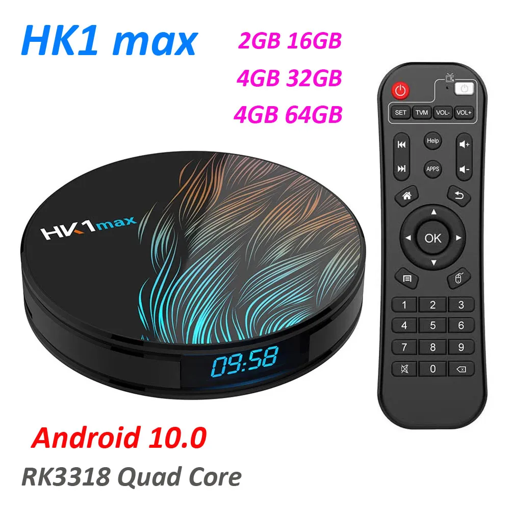HK1 Max Android 11.0 Smart TV Box RK3318 Quad Core 4GB 64GB 32GB 2.4G5G Wireless WiFi Set Top Box Media Player