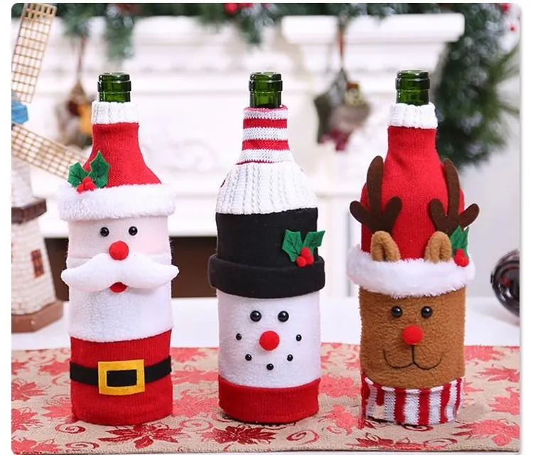 Söt jultröja vinflaska täcker handgjorda vinflasktröja för juldekorationer festdekorationer