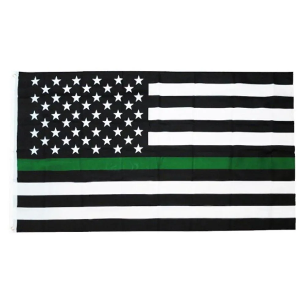 3x5 Foot Thin Green Line USA Flag Army Military Sheriffs Border Patrol Park Rangers Game Wardens Wildlife Conservation Environment