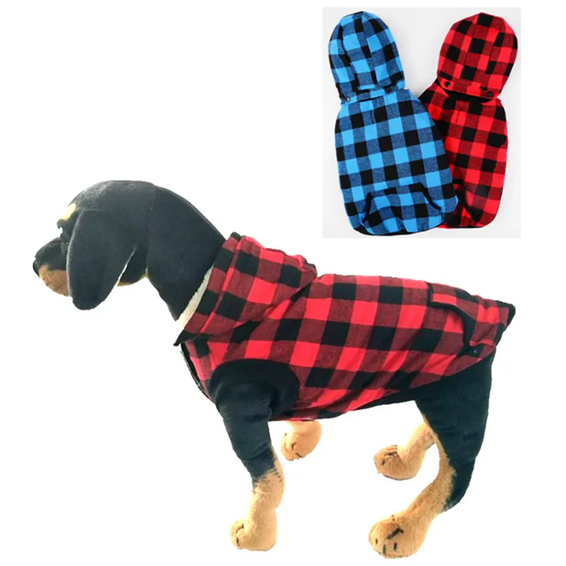 Dog Plaid Shirt Coat Hoodie Pet Jacket Winter Clothes Removable Hood Warm and Soft for Small Medium Large Dogs JK2011XB