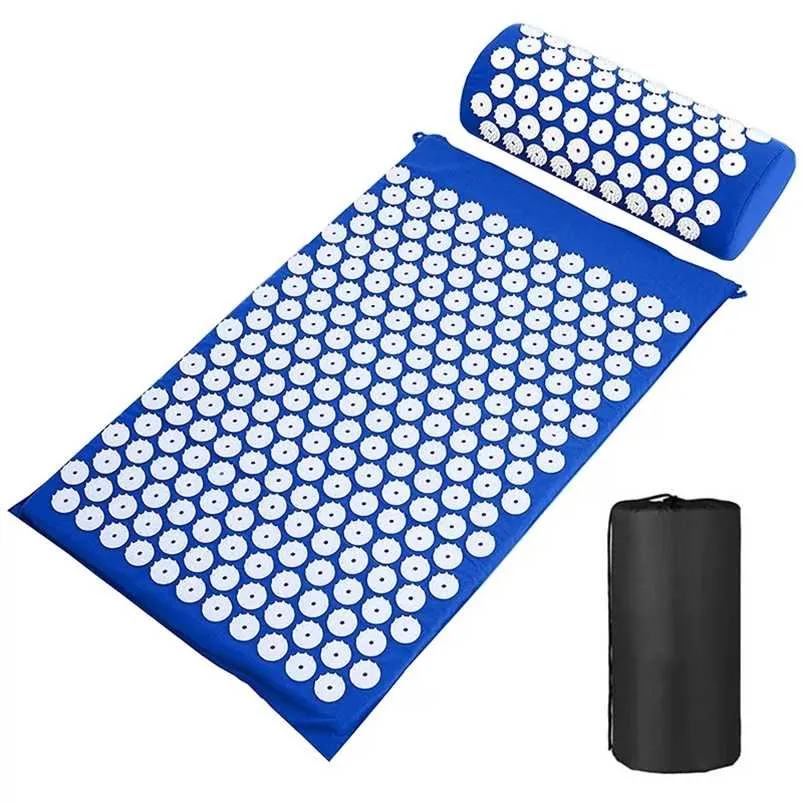 Acupressure Mat Sensi Massage Mat Pillow Set applicator for Neck Foot Yoga Mat with Needle Back Cushion 220122