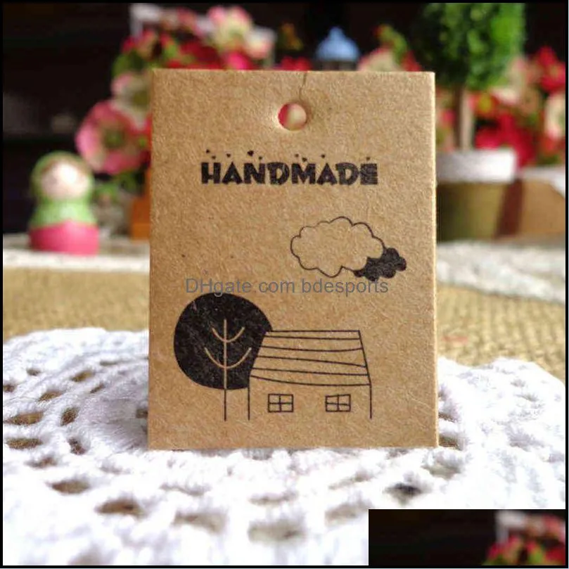 100pcs 3x4cm Vintage Kraft Paper Gift Tags Ball of Yarn Handmade Mini Kraft Paper Cards Hang Tag Gift Tag DIY Paper Labels Y1230