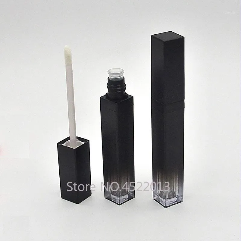 Opslagflessen potten 5 ml 20 stuks Lipgloss Buis Lege Vierkante Zwarte Geleidelijke Verandering Kleur Lip Glazuur Buizen Cosmetische Verpakking Gloss Concept