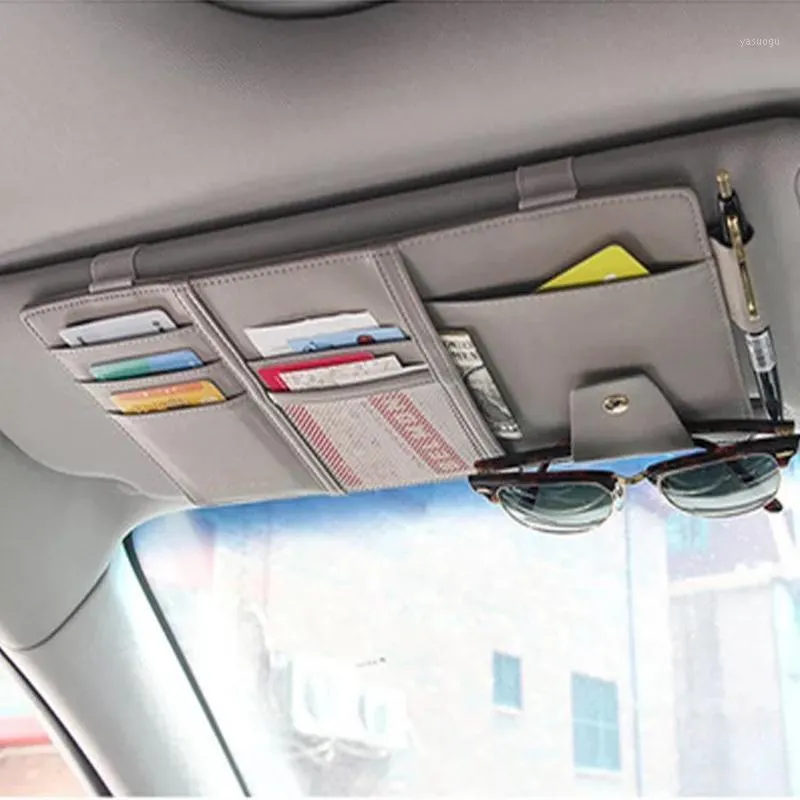 Förvaringspåsar Bilförsörjning Sun Visor Clip Eye Hanging Bag Bill Shade Set Driver License Card Pen Plug