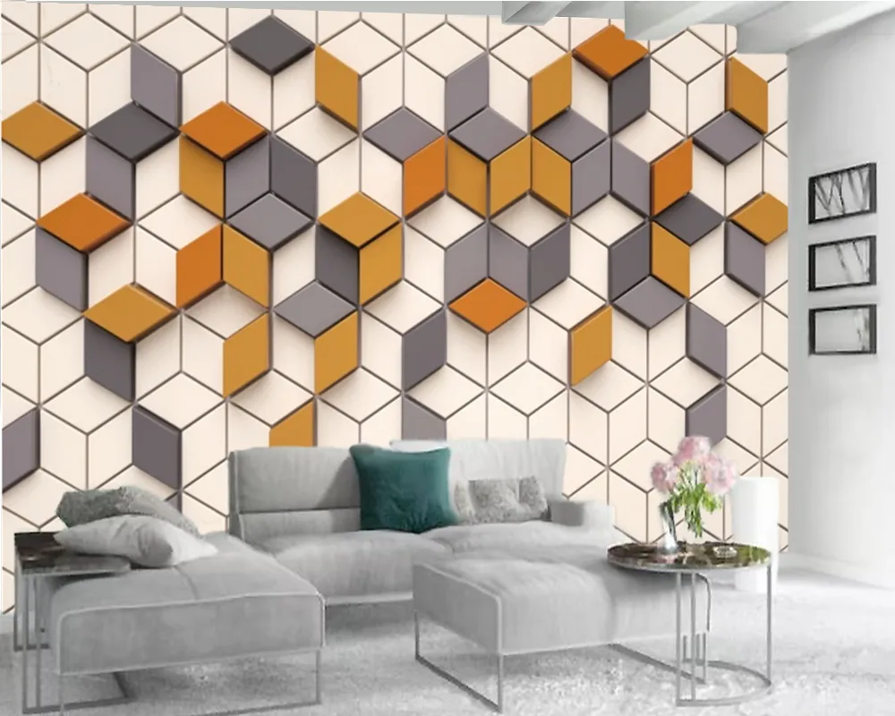クラシック3D壁紙スクエア3 d幾何学図形壁紙屋内テレビ背景壁装飾家の装飾3D壁紙
