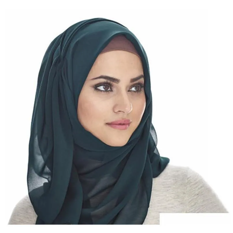 women plain bubble chiffon scarf hijab wrap solid color shawls headband muslim hijabs scarves/scarf 47 colors p0187-1