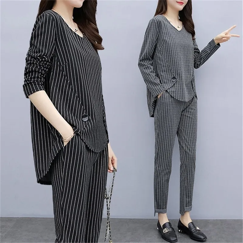 Plus Size Striped Tracksuit Set In For Women High Quality Co Ord