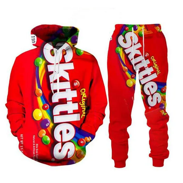 Nya Män / Kvinnor Ramen Mat Rolig 3D-tryck Fashion Tracksuits Hip Hop Pants + Hoodies MH0222