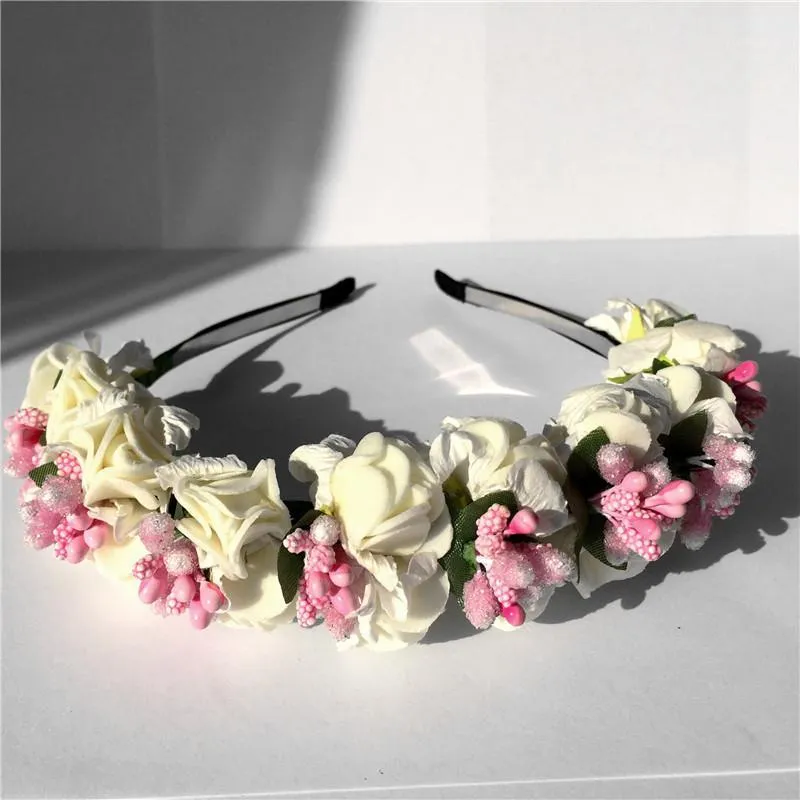 Hårtillbehör Partihandel - Flower Hairband Bridal Bröllop Flicka Krans för Kids Head Tiara Garland HH50061