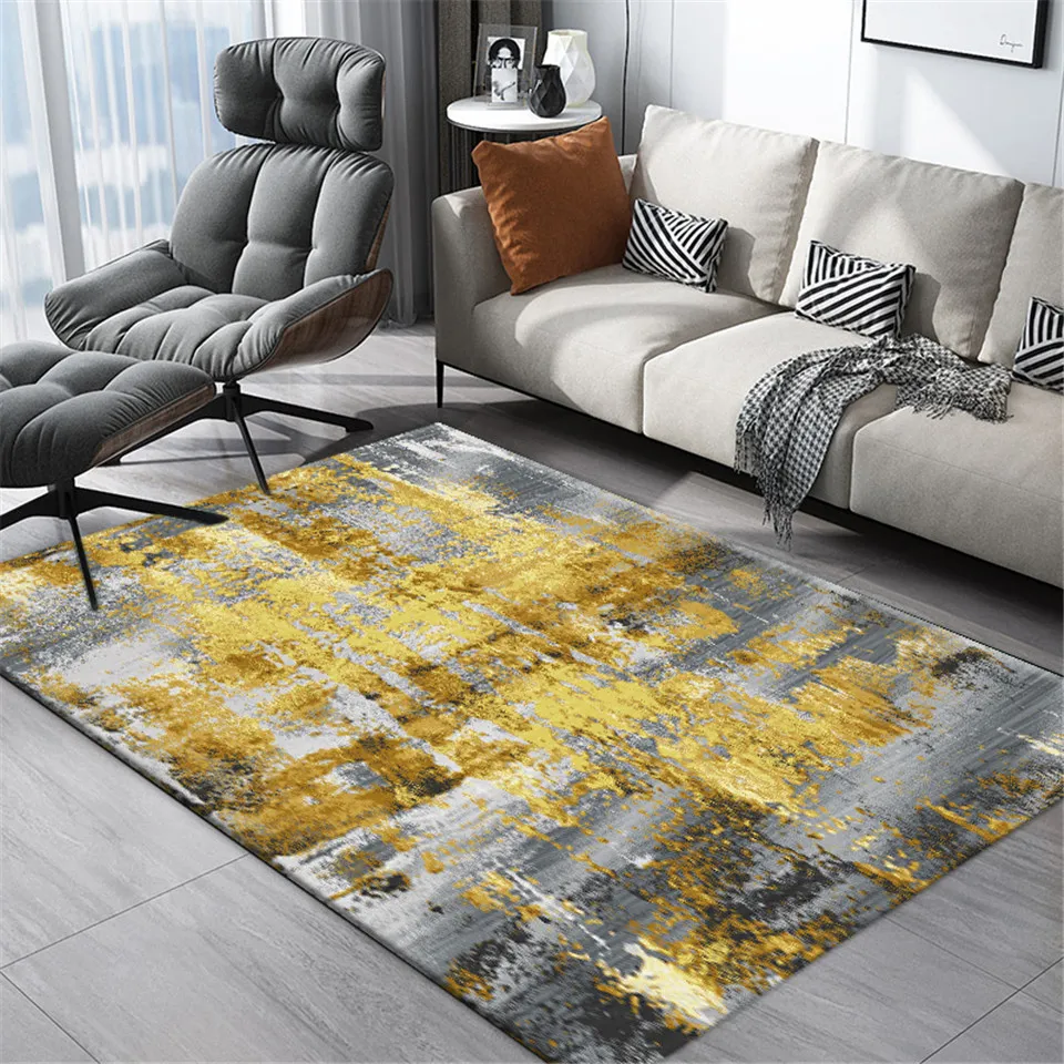 Nowoczesny Gold Gray Abstract Carpet Salon Room Nordic Styl Stolik Coffee Dywan Dywan Rug Sypialnia Mata Kuchnia Dywan Kalówka Mata 201212