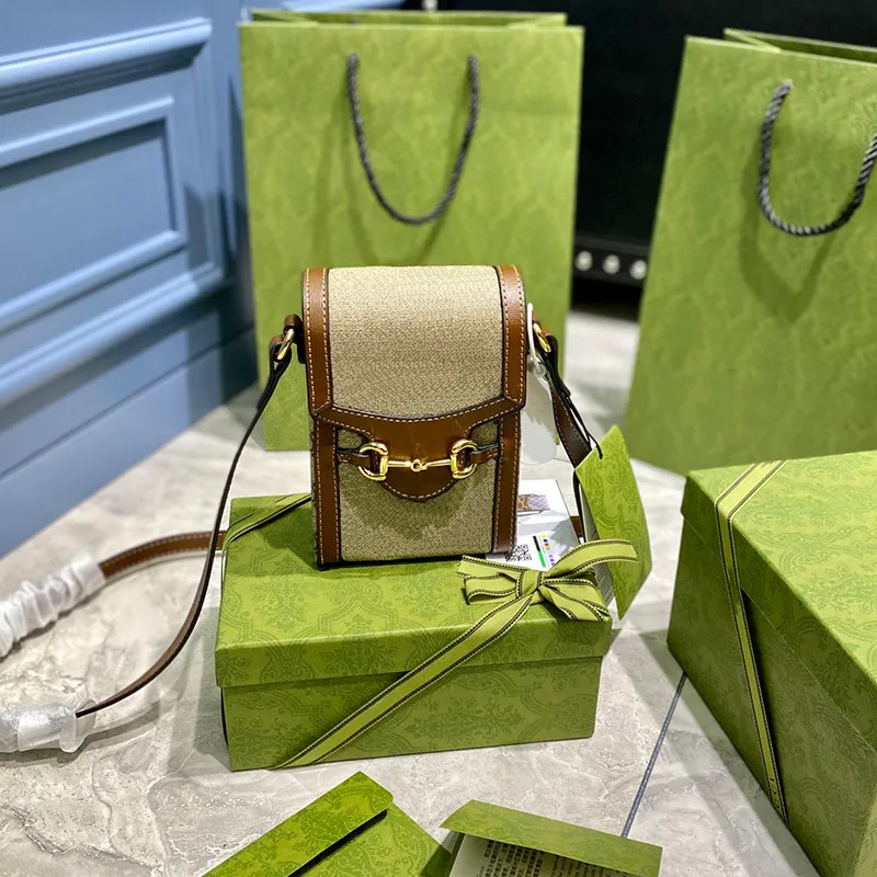 Designers Bags Horsebit 1955 Small Shoulder Bag Luxurys Women Handbags Mini Purse Crossbody Bags Brown Calfskin Top Quality with Box