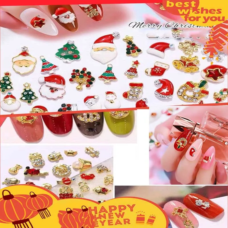 Счастливого Рождества ногтя стикер 3D наклейки для ногтей наклейки маникюр ювелирные изделия бронзовая елка Санта-Клаус снежинка шляпа носки украшения