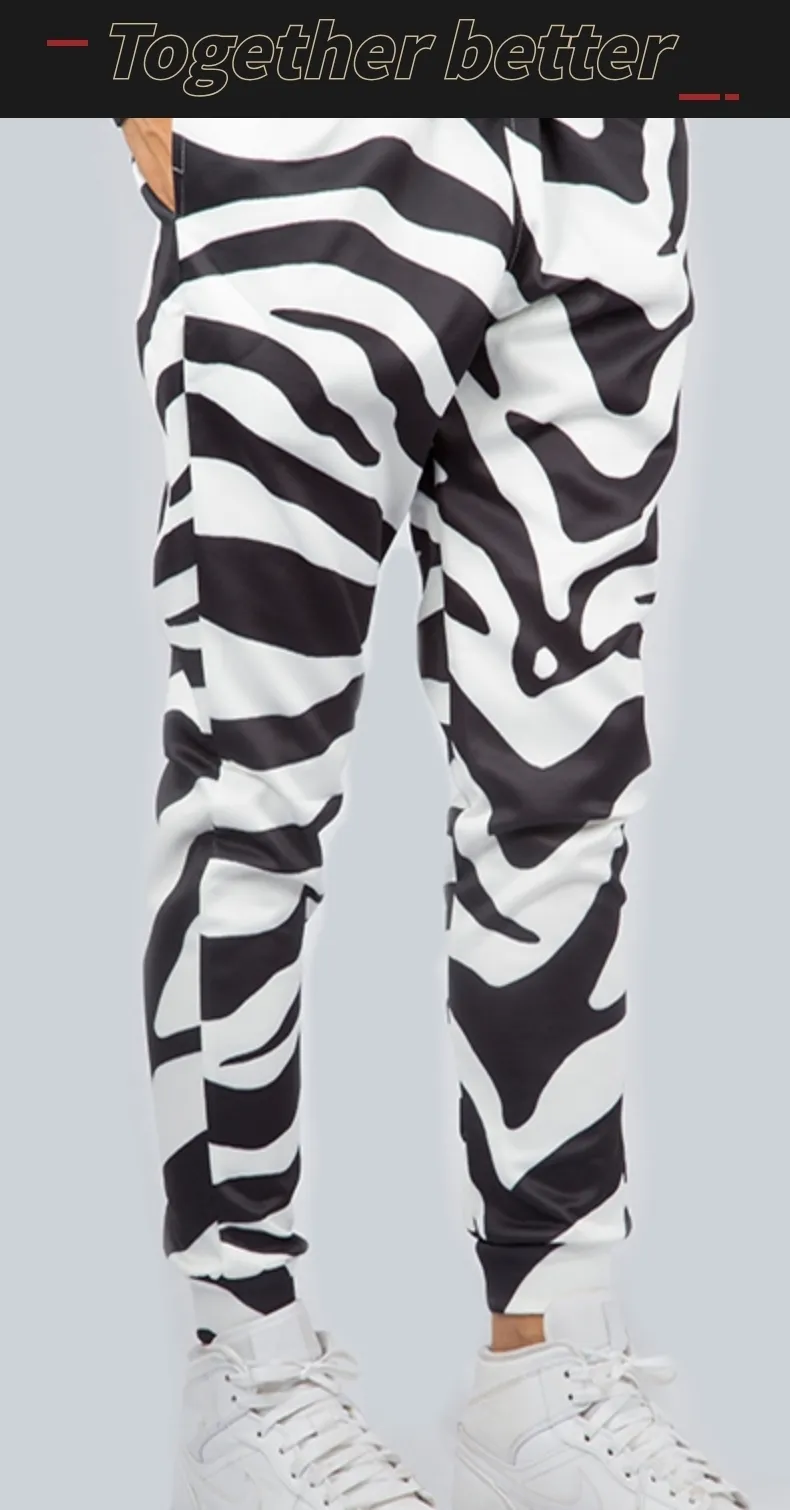 Harajuku 3D Black While Zebra Unisex tracksuit s - UJWI