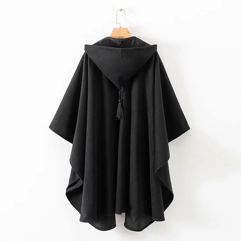 Womens Black Hooded Winter Long Poncho Coat Fashionable Cotton Cardigan Jacket With Harjuku Style Capes Ponchos Y Capas Mujer 201210 From Bai01 34.37 DHgate.Com