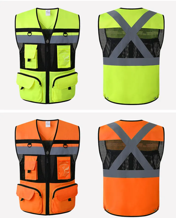 PPE Safety Vest In Mens Tank Tops High Visibility Refective Jacket Safty Waistcoat Summer hi vis Workwear Logo Print work safety supplies