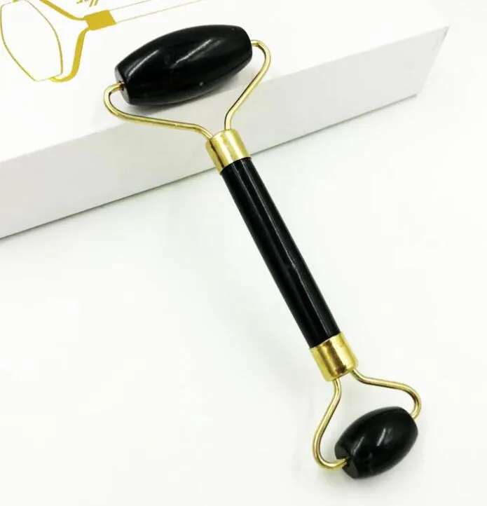 Hot Beauty Health Black Obsidian Masic Massage Jade Roller Double Heads Jade Stone Massager Eye Nece Thin Lift Sulming Relaming Tool Kd1