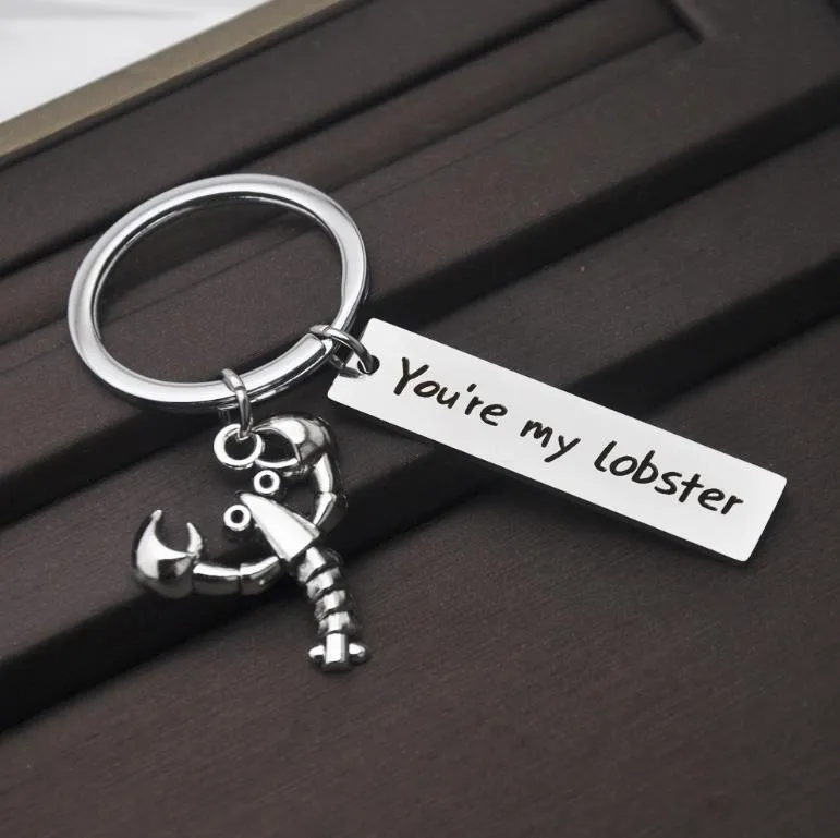 Bonito Você é meu lagosta lagostim keyring, presente do namorado, presente do divertimento para os melhores amigos, citações da lagosta Keychain, jóias de Valentim