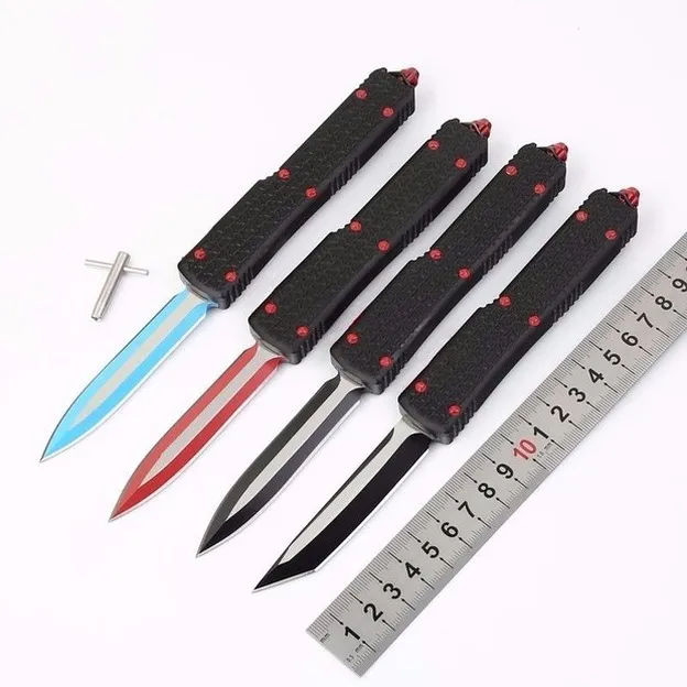 4 modele D2 Kolorowe Ostrze Podwójne działanie Taktyczne Automatyczny Nóż Składany EDC Camping Noże Noże Łowieckie Noże Kieszonkowe